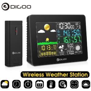 Digoo Home Wireless Weather Forecast Station Color Display Alarm Clock and Moon Phase Home Decor