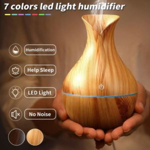 Air Freshener LED Light USB Eletric Wood Grain Ultrasonic Essential Aroma Humidifier Home & Office