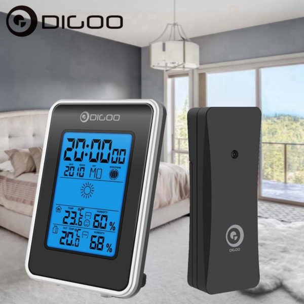 Digoo Wireless Touch Screen Weather Station Temperature Humidity Meter with Outdoor Forecast Sensor Climate Equipment Home Appliances